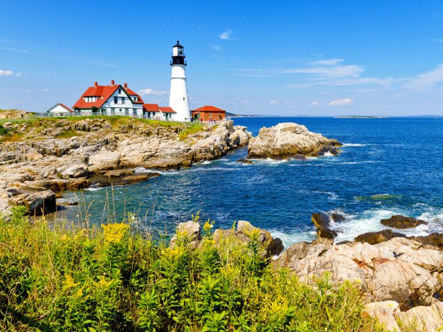 Portland Head Lighthouse on the coast of Portland, Maine