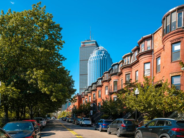 Red-brick row houses in Boston, Massachusetts