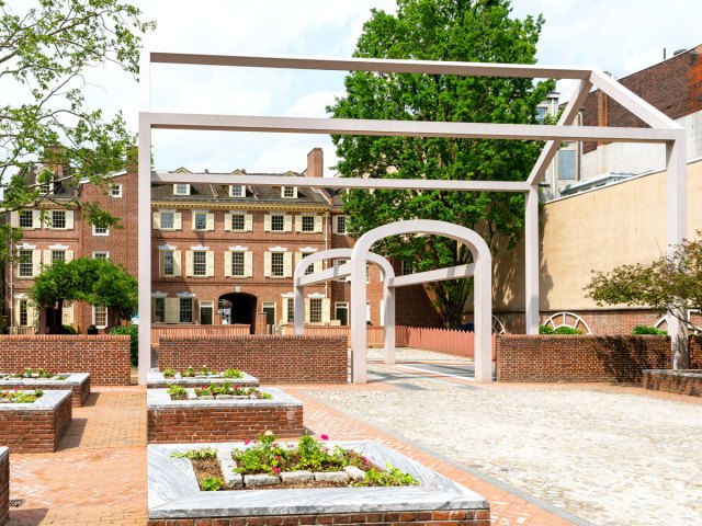 Courtyard of the Benjamin Franklin Museum in Philadelphia, Pennsylvania