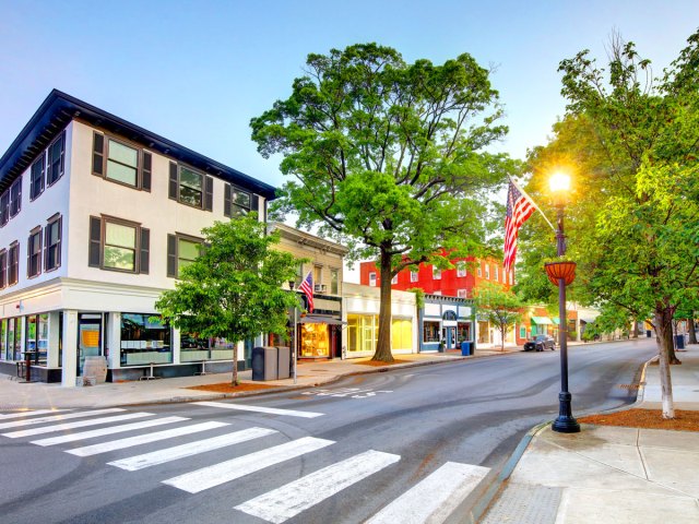 Downtown area of Rye, New York