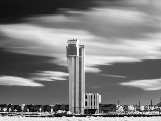 Historical photo of control tower at Stapleton Airport in Denver, Colorado