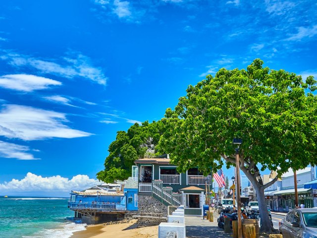 Oceanfront businesses in Lahaina, Maui