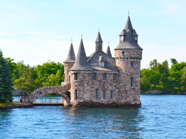 Stone castle on Heart Island in New York
