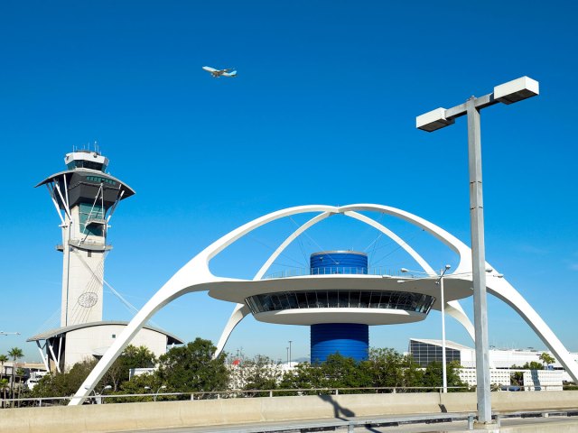 Theme Building and control tower at Los Angeles International Airport in California