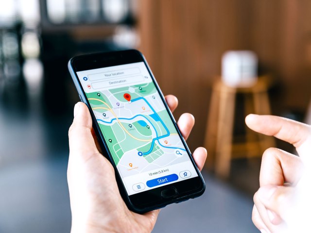 Person looking at map on phone