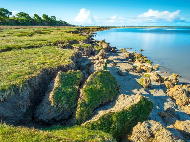 Rocky coastline of Morecambe Bay, England