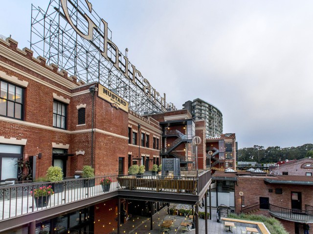 Ghirardelli Square in San Francisco, California with iconic sign