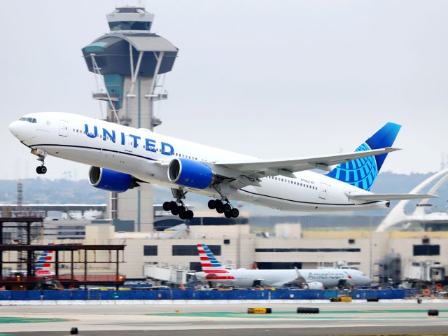 United Airlines Boeing 777 departing from Los Angeles International Airport
