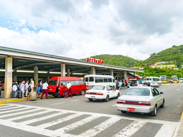Passenger pick-up area at Montego Bay International Airport in Jamaica